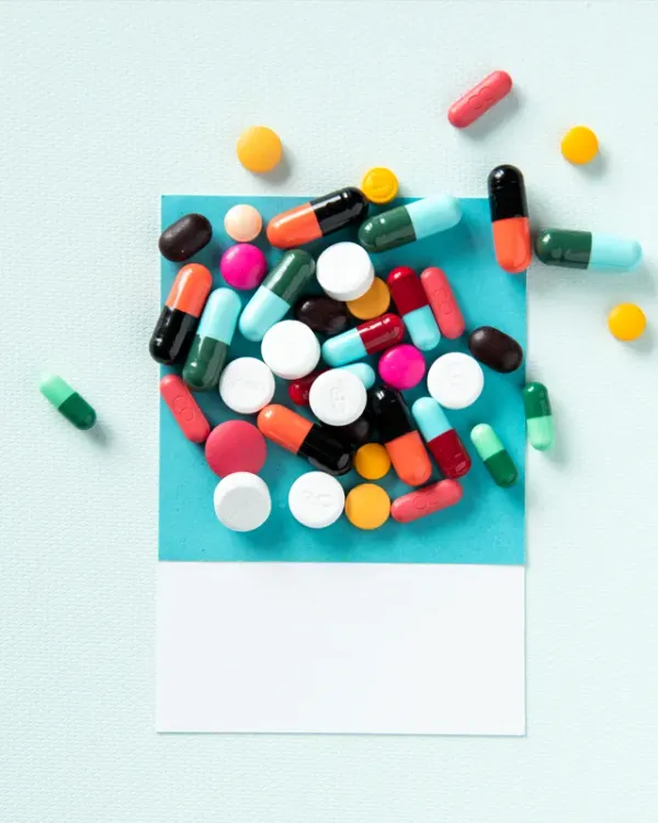 Colourful pharmaceutical capsules and tablets